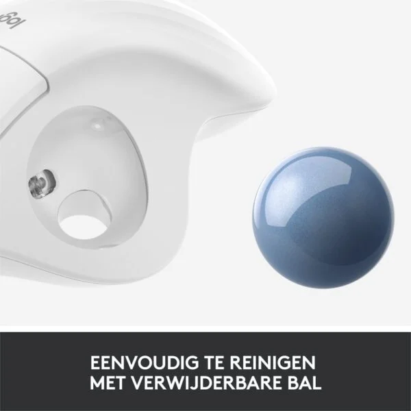 Logitech M575 Ergo Trackball | Ergonomische Draadloze Muis | Rechtshandig | RF + Bluetooth | 2000 DPI | Wit
