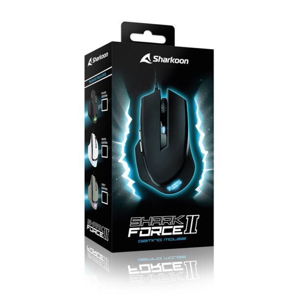 Sharkoon SHARK Force II | Bekabelde Muis | Rechtshandig | USB-A | 4200 DPI | Zwart