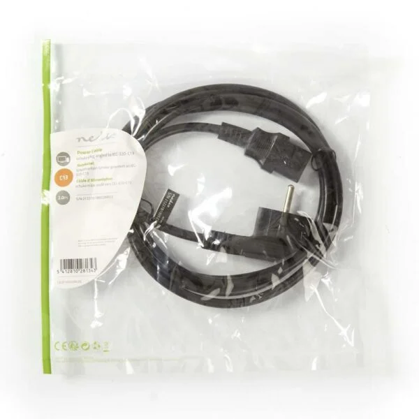 Nedis CEGP10000BK20 | 2 m Stroomkabel | Type F (CEE 7/7) Haaks naar IEC-320-C13 | Zwart | 10A | PVC