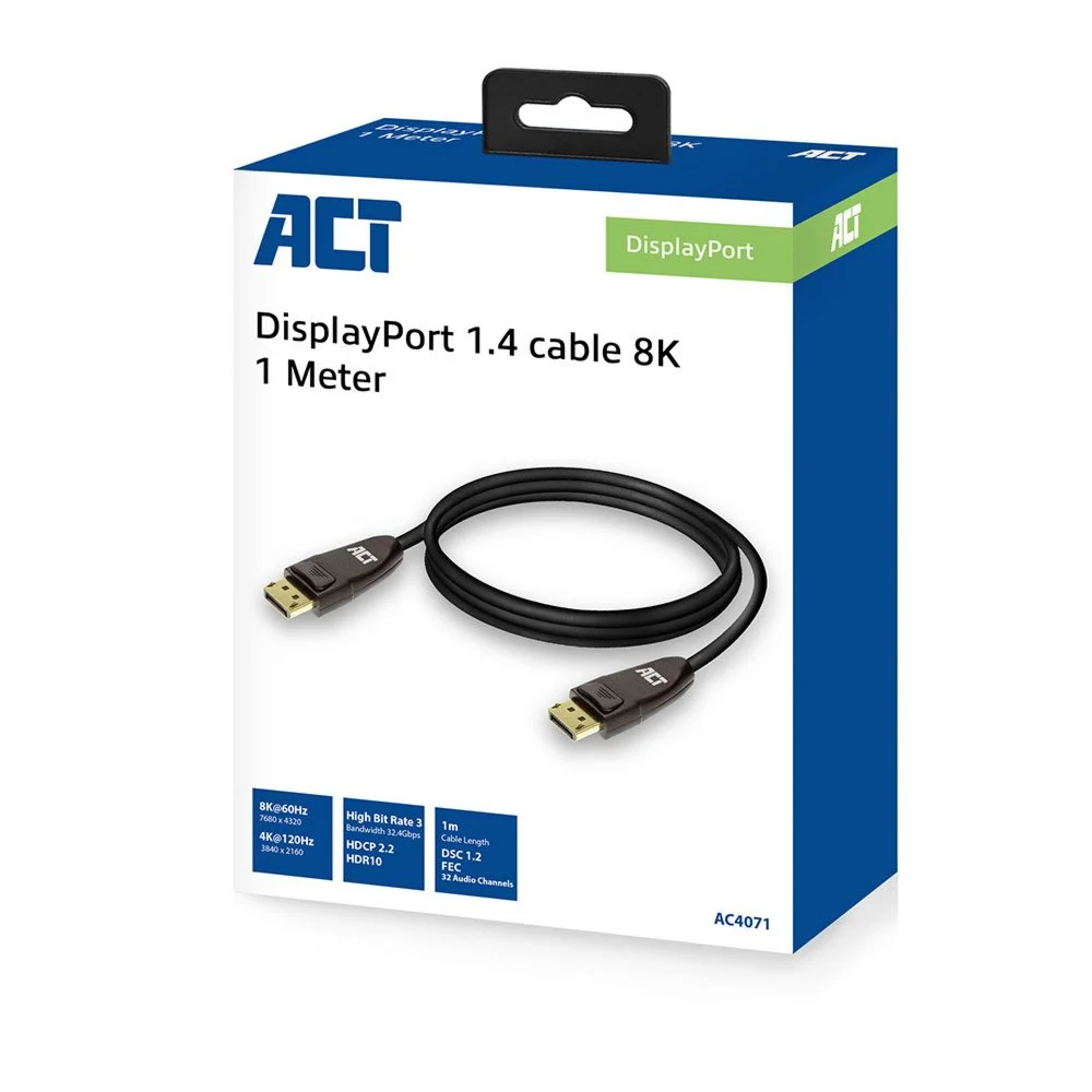 ACT AC4071 | DisplayPort 1.4 Kabel | 1,0m | Zwart - Image 5