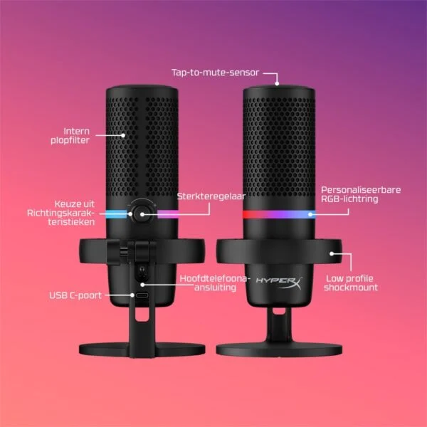 HyperX DuoCast | USB-microfoon | RGB-verlichting | Voor pc en console | Zwart