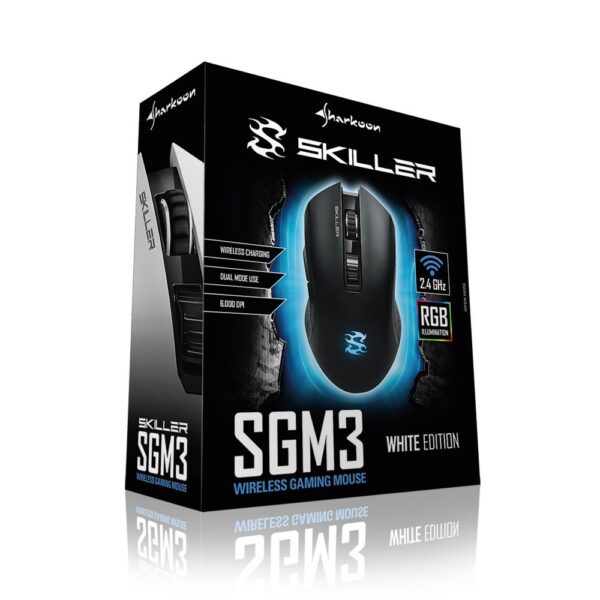 Sharkoon Skiller SGM3 | Draadloze Gaming Muis | Rechtshandig | RF + USB-A | 6000 DPI | Zwart