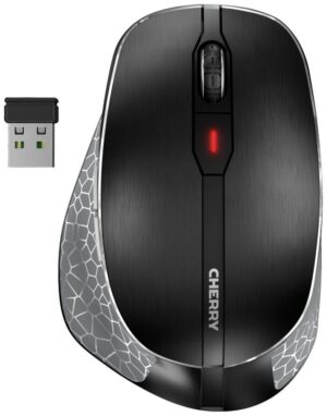 Cherry MW 8C Ergo | Ergonomische Draadloze Muis | Links- en Rechtshandig | RF + Bluetooth | 3200 DPI | Zwart/Grijs