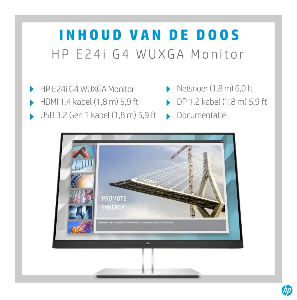 HP E24i G4 24" | 1920x1200 WUXGA IPS | 60Hz | 5ms | 99% sRGB | USB Hub | Ergonomisch Verstelbaar | Monitor - Image 9