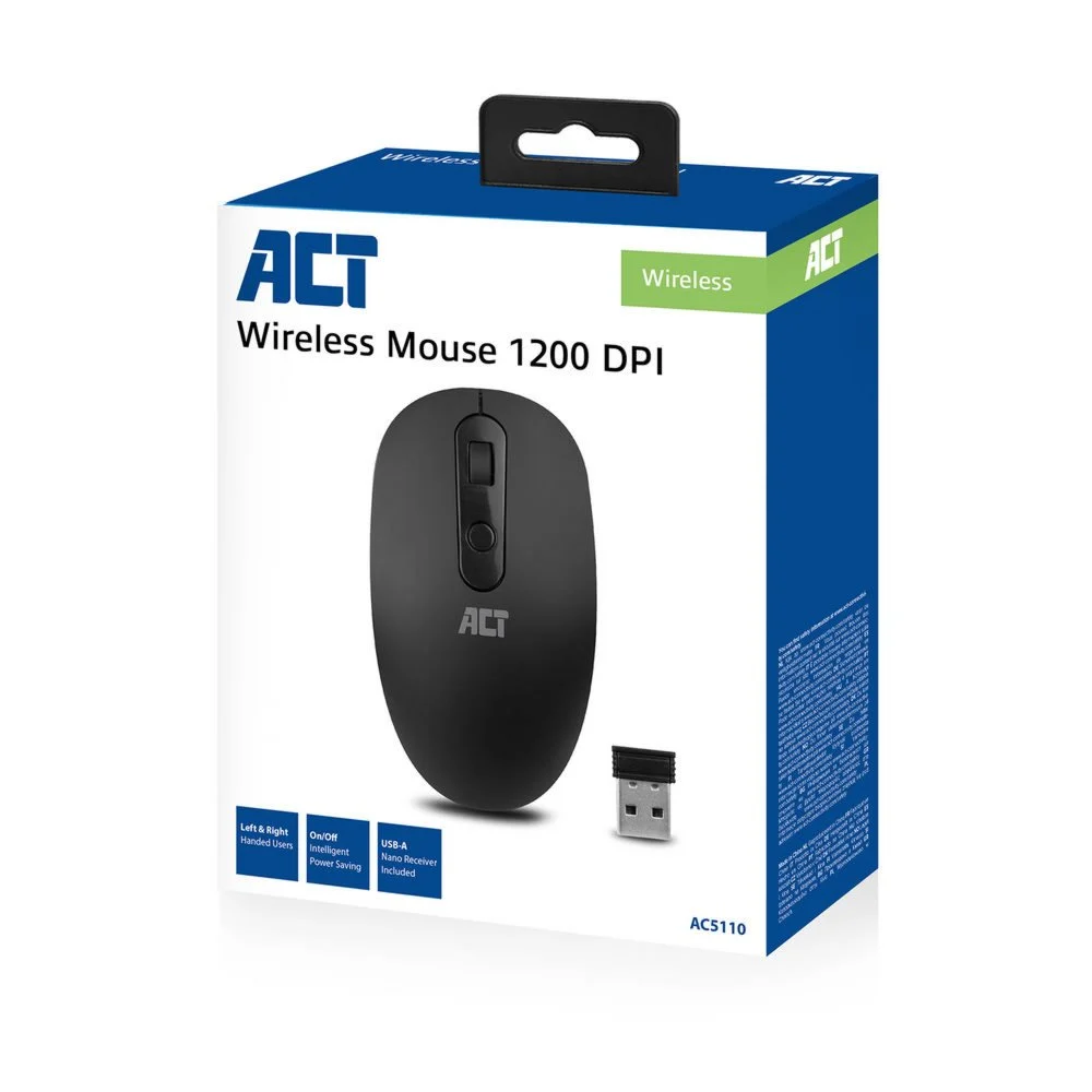 ACT AC5110 | Draadloze Muis | Links- en Rechtshandig | RF | 1200 DPI | Zwart - Image 6