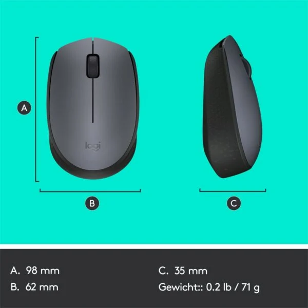 Logitech M170 | Draadloze Muis | Links- en Rechtshandig | RF | 1000 DPI | Grijs