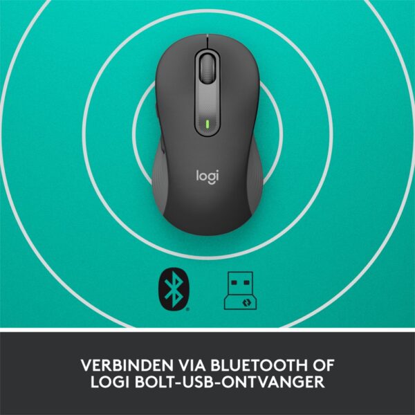 Logitech Signature M650 for Business | Draadloze Muis | Rechtshandig | RF + Bluetooth | 4000 DPI | Grafiet