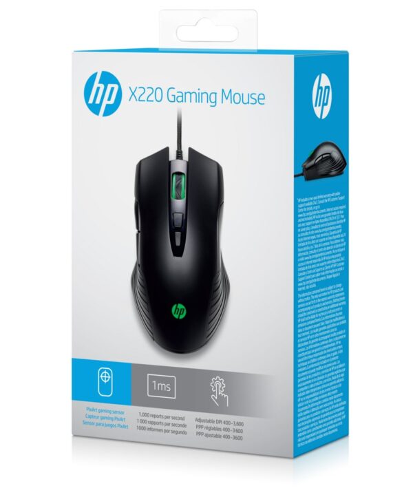 HP X220 | Bedrade Gaming Muis | Links- en Rechtshandig | USB-A | 3600 DPI | Zwart