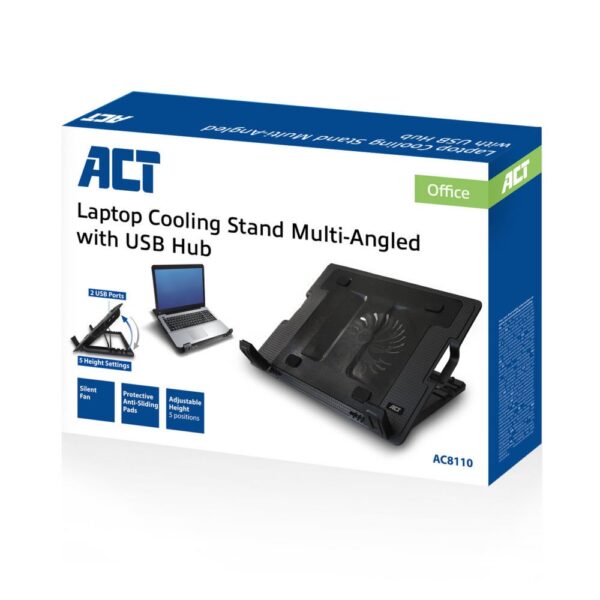 ACT AC8110 | Notebook Cooling Pad | 43,9 cm (17.3") | 1000 RPM | Zwart