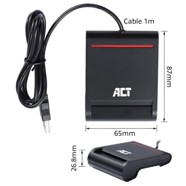 ACT AC6015 USB Smartcard eID Kaartlezer – Zwart | USB 2.0 | Geschikt voor Windows & macOS