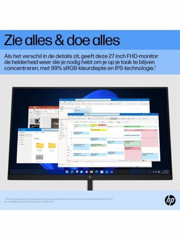 HP E27 G5 27" | 1920x1080 Full HD IPS | 75Hz | 5ms | 99% sRGB | USB-Hub | Ergonomische Monitor | 2e Kans