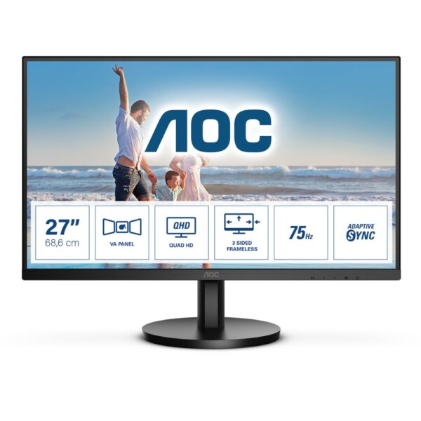 AOC Q27B3MA 27" | 2560 x 1440 QHD VA | 75Hz | 1ms | Ultra Slim Bezel | Monitor