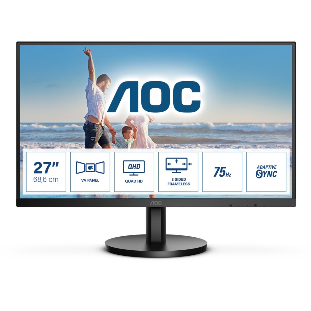 AOC Q27B3MA 27" | 2560 x 1440 QHD VA | 75Hz | 1ms | Ultra Slim Bezel | Monitor