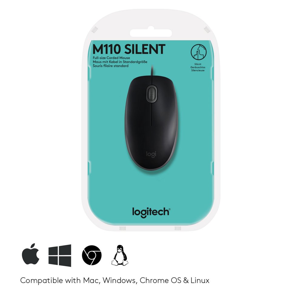 Logitech B110 Silent | Bekabelde Muis | Links- en Rechtshandig | USB-A | 1000 DPI | Zwart - Image 8