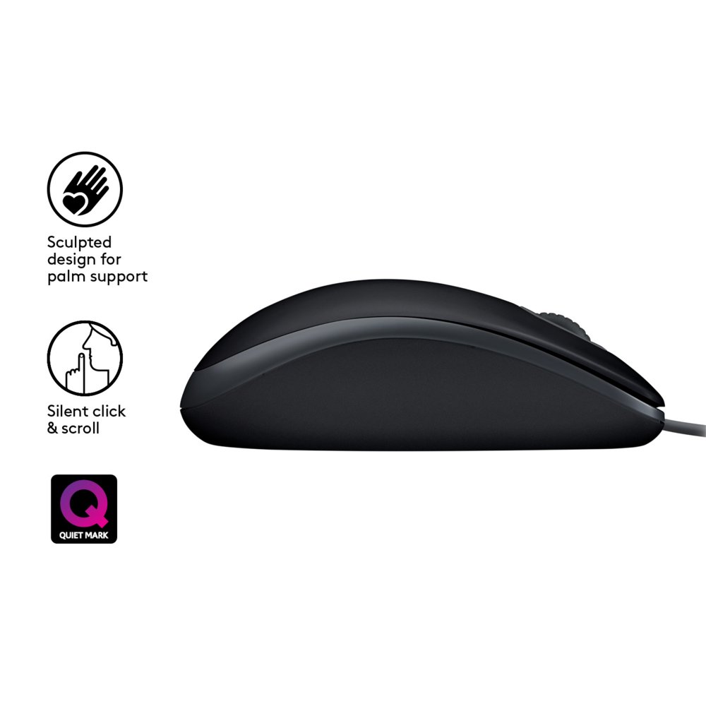 Logitech B110 Silent | Bekabelde Muis | Links- en Rechtshandig | USB-A | 1000 DPI | Zwart - Image 6