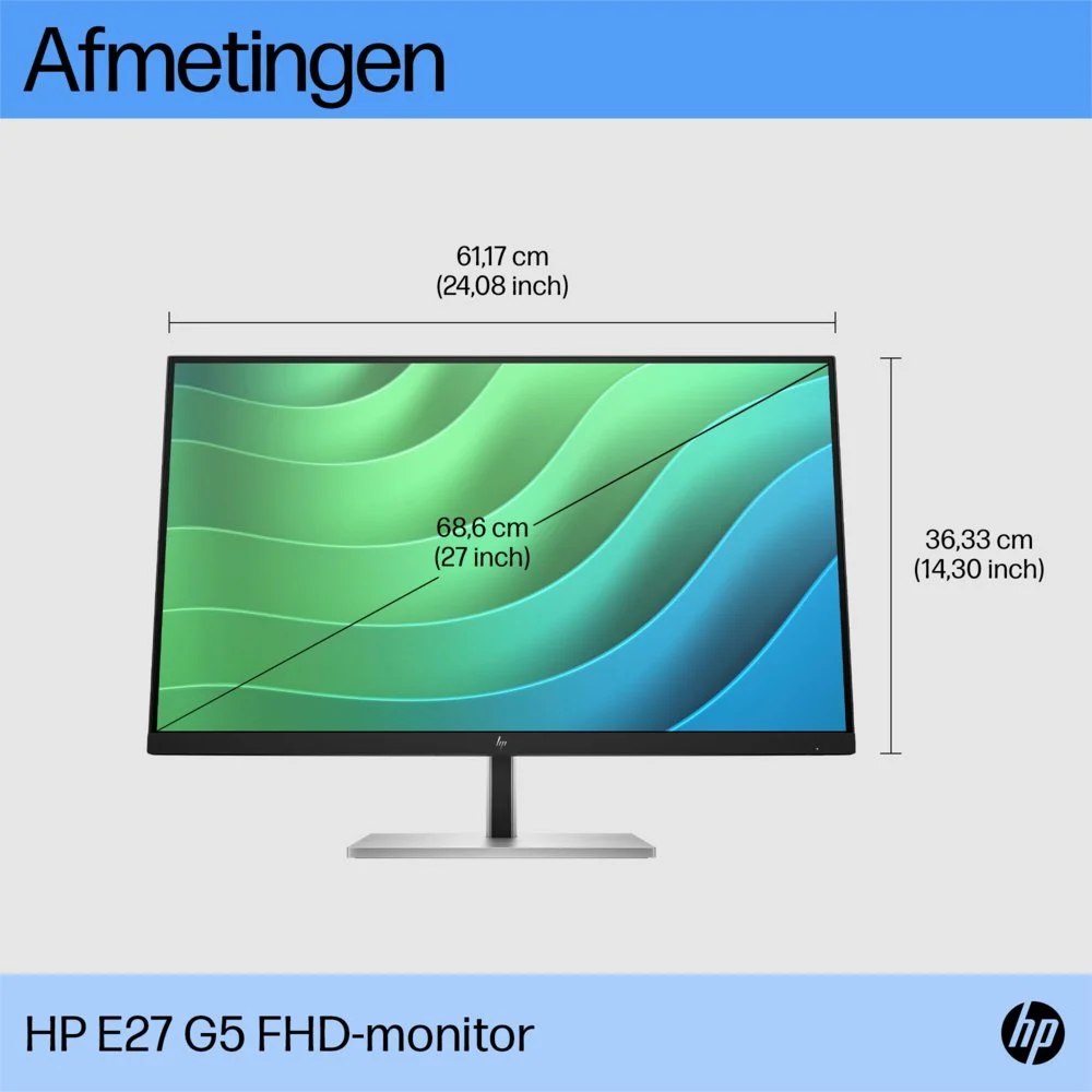 HP E27 G5 27'' | 1920x1080 IPS | 75Hz | USB-Hub | Ergonomisch Design | Full HD Monitor - Image 6