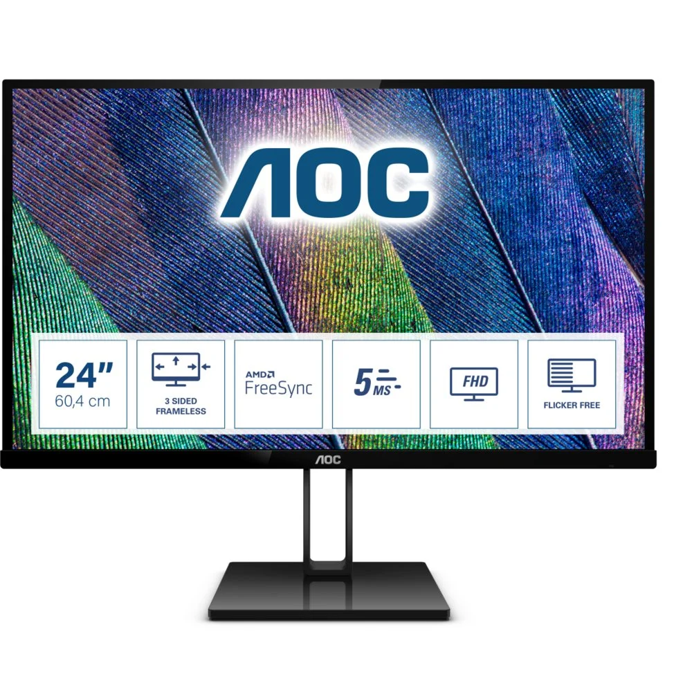 AOC 24V2Q 23,8" | 1920x1080 Full HD IPS | 75Hz | Ultra Slim Bezel | 99% sRGB | Flicker-Free Technologie | Monitor - Image 3