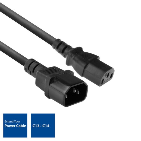 ACT AC3315 | 1,8 m Stroomsnoer | C13 naar C14 Stekker | Zwart | Voor PDU's
