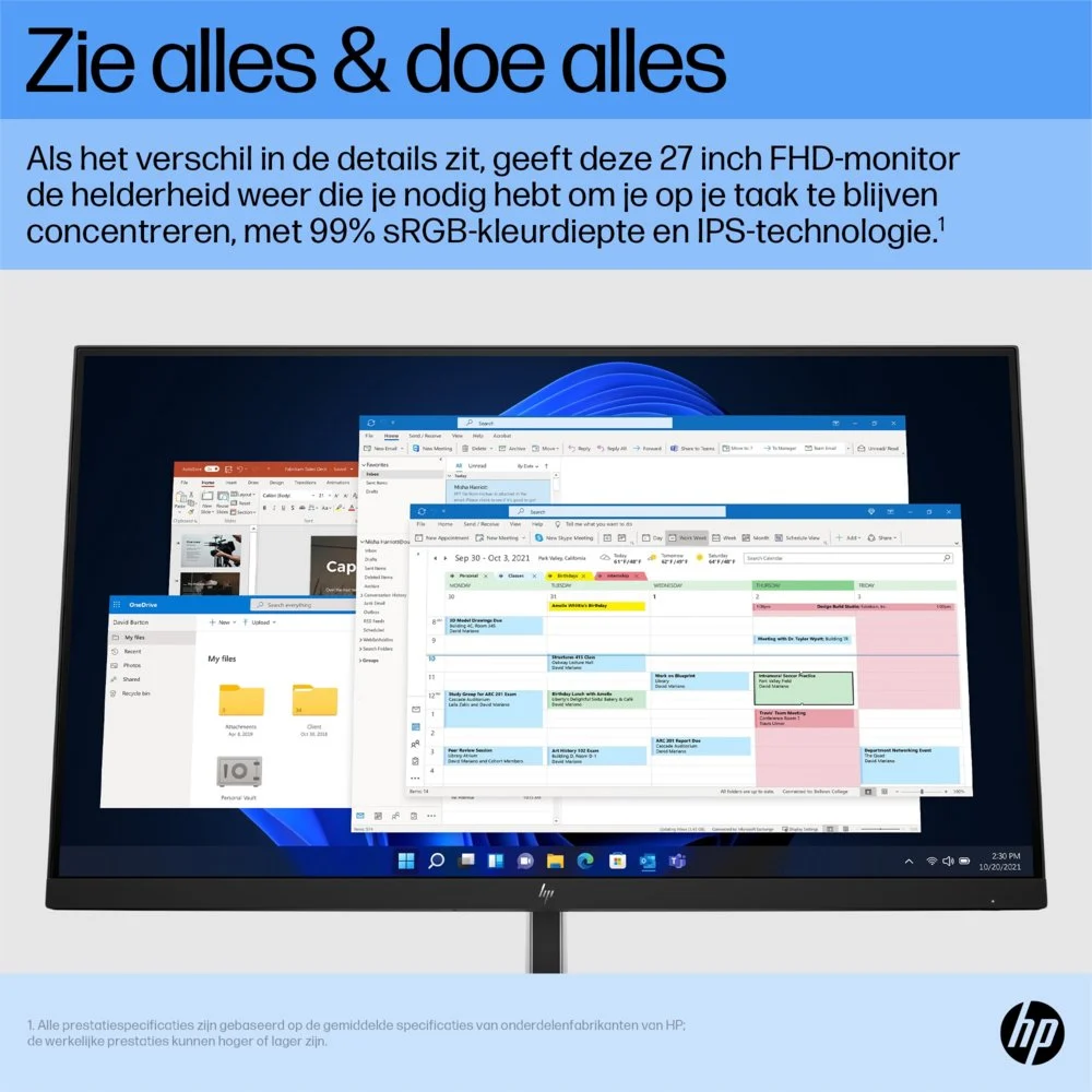 HP E27 G5 27'' | 1920x1080 IPS | 75Hz | USB-Hub | Ergonomisch Design | Full HD Monitor - Image 5