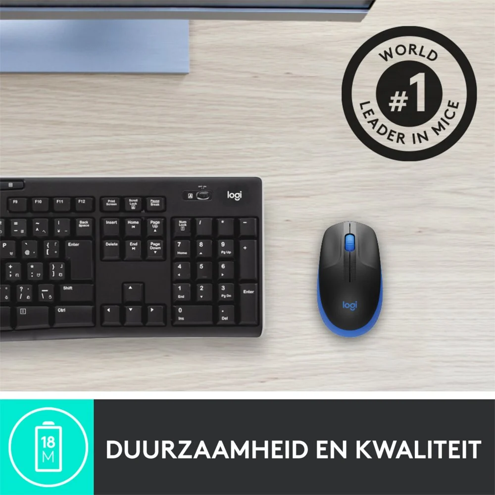 Logitech M190 | Draadloze Muis | Links- en Rechtshandig | RF | 1000 DPI | Zwart/Blauw - Image 10
