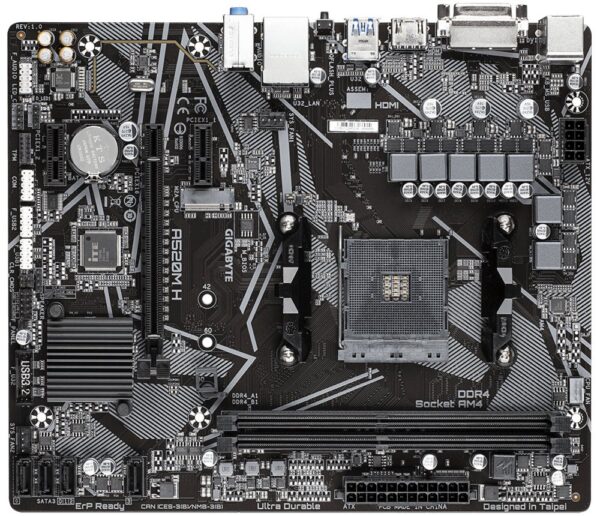 Gigabyte A520M H (rev. 1.0) | Socket AM5 | AMD A520 | 2xDDR4 | Micro-ATX | Moederbord