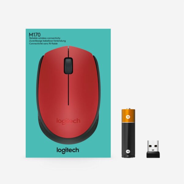 Logitech M171 | Draadloze Muis | Links- en Rechtshandig | RF | 1000 DPI | Rood/Zwart