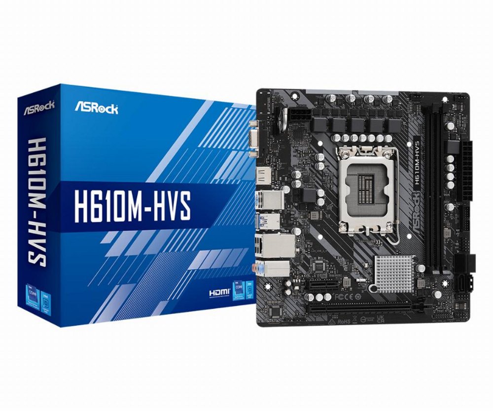 Asrock H610M-HVS Intel H610 | Socket LGA 1700 | Intel H610 | 2xDDR4 | Micro-ATX | Moederbord