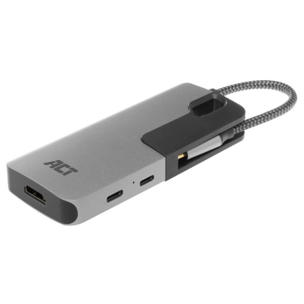 ACT AC7021 | USB-C naar HDMI Female Adapter | PD Pass-Through | 4K | USB-A & USB-C | Geheugenkaartlezer