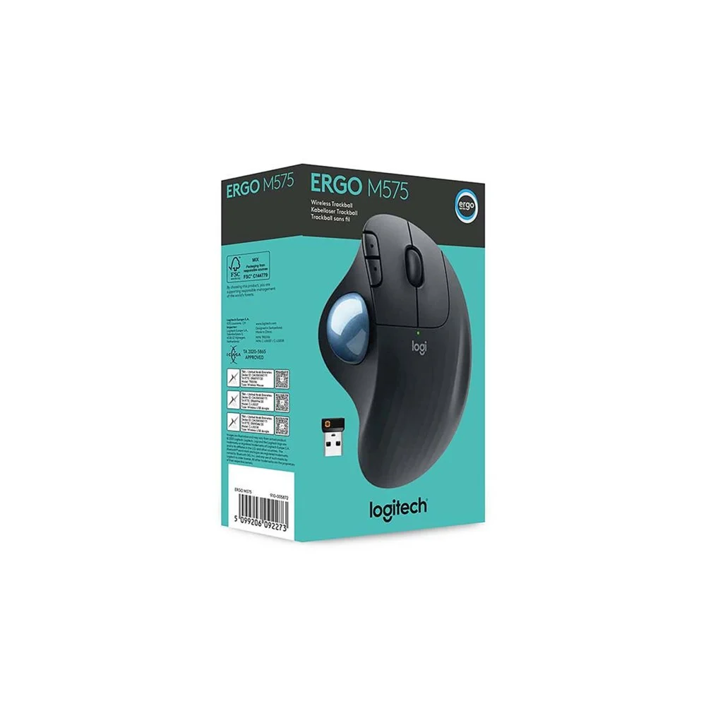 Logitech M575 Ergo Trackball for Business | Ergonomische Draadloze Muis | Rechtshandig | RF + Bluetooth | 2000 DPI | Grafiet - Image 3