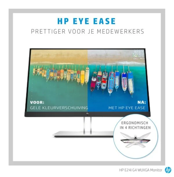HP E24i G4 24" | 1920x1200 WUXGA IPS | 60Hz | 5ms | 99% sRGB | USB Hub | Ergonomisch Verstelbaar | Monitor