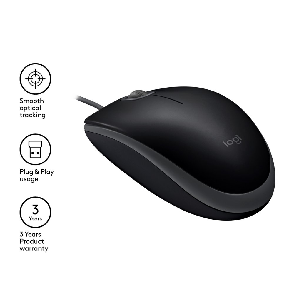 Logitech B110 Silent | Bekabelde Muis | Links- en Rechtshandig | USB-A | 1000 DPI | Zwart - Image 7