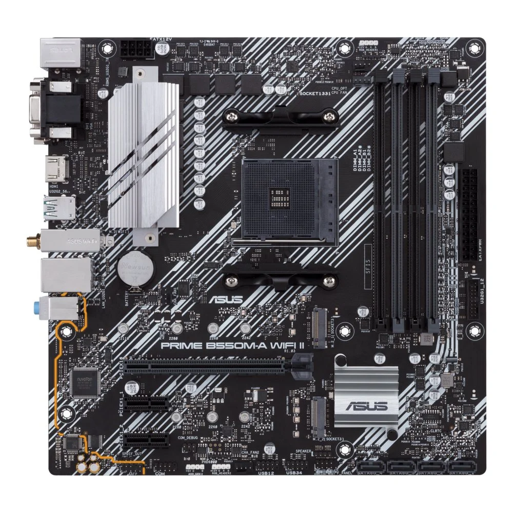 ASUS PRIME B550M-A WIFI II | Socket AM4 | AMD B550 | 4xDDR4 | Micro-Atx | Moederbord