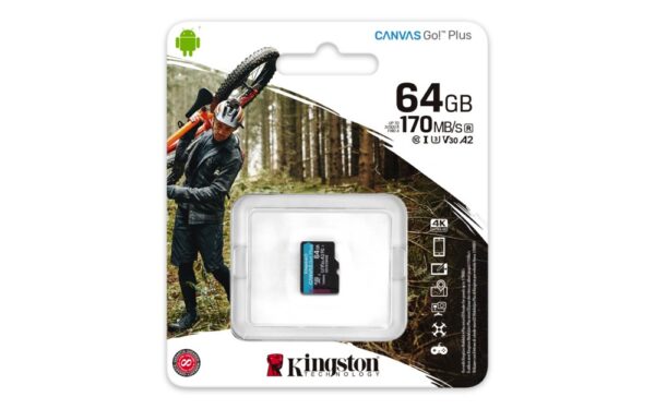 Kingston Canvas Go! Plus | MicroSDXC | 64GB | Class 10 | UHS-I U3