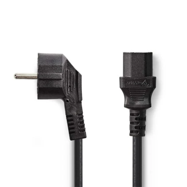 Nedis CEGP10000BK20 | 2 m Stroomkabel | Type F (CEE 7/7) Haaks naar IEC-320-C13 | Zwart | 10A | PVC