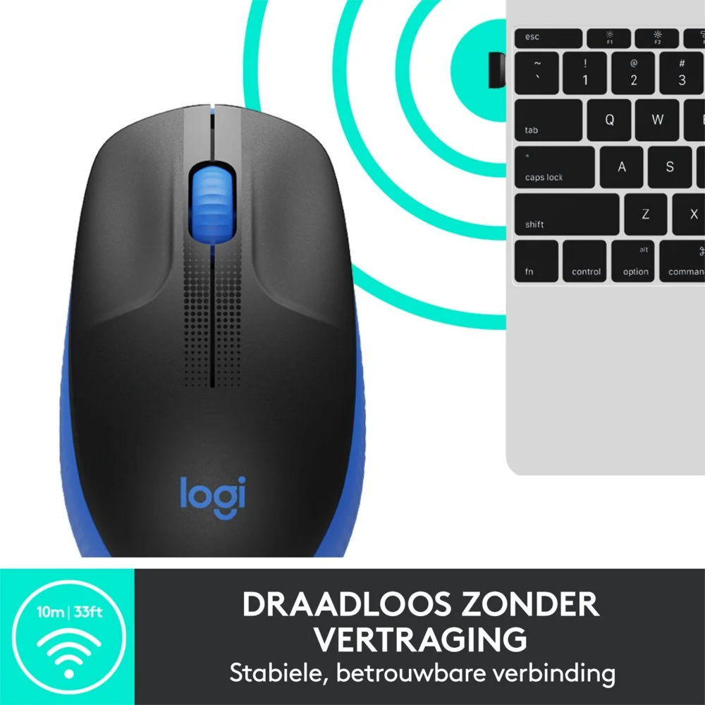 Logitech M190 | Draadloze Muis | Links- en Rechtshandig | RF | 1000 DPI | Zwart/Blauw - Image 9