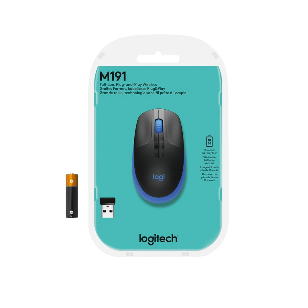 Logitech M190 | Draadloze Muis | Links- en Rechtshandig | RF | 1000 DPI | Zwart/Blauw - Image 7