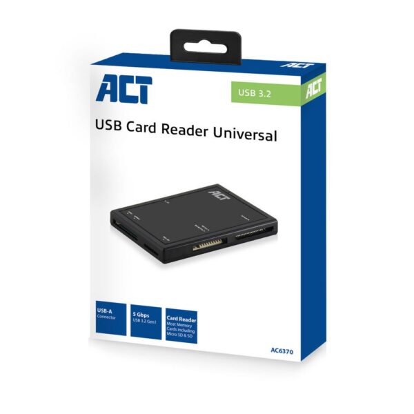ACT AC6370 | USB 3.2 Gen1 Geheugenkaartlezer | Type-A | Zwart