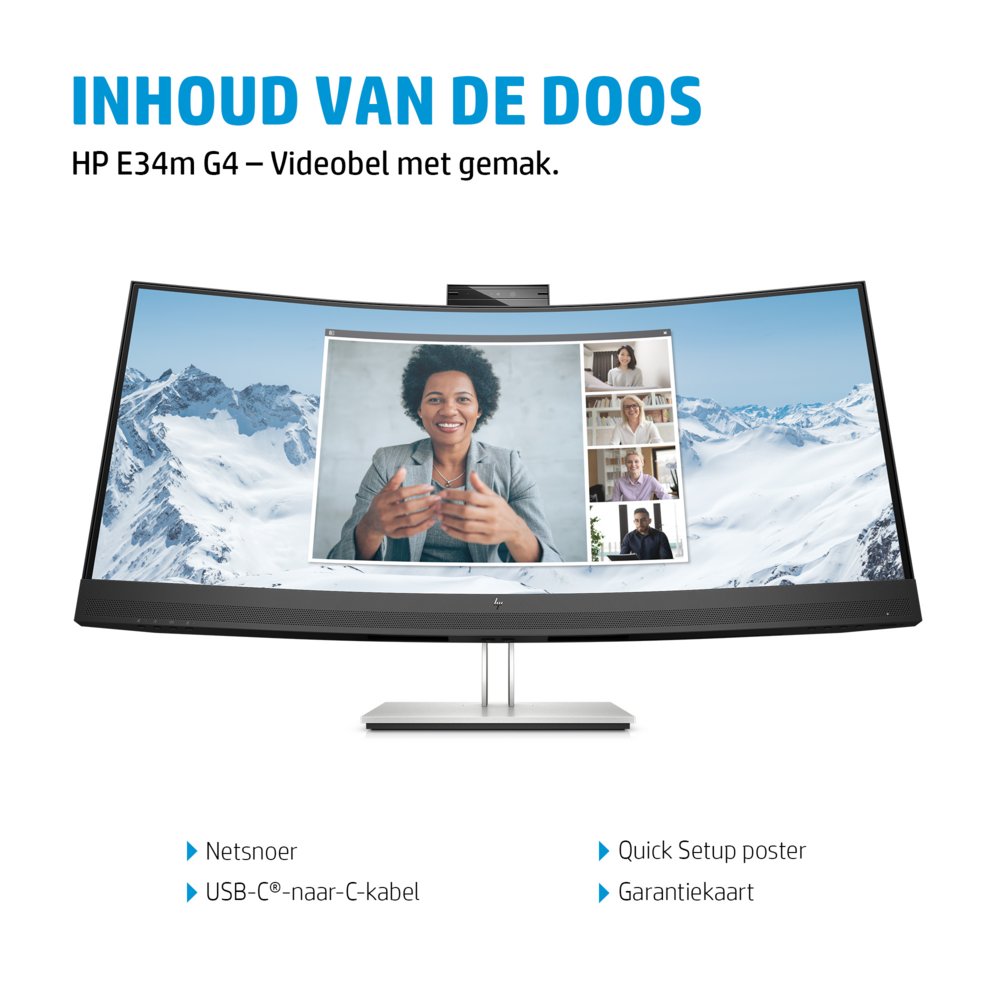 HP E34m G4 34" | 3440x1440 VA | 75Hz | Curved | USB-C | Webcam, Microphone & Speakers | Conferencing Monitor | Ergonomic Design - Image 16