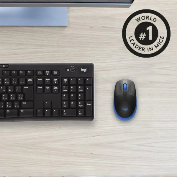 Logitech M190 | Draadloze Muis | Links- en Rechtshandig | RF | 1000 DPI | Zwart/Blauw