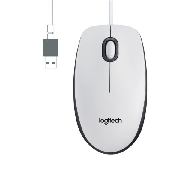 Logitech M100 | Bekabelde Muis | Links- en Rechtshandig | USB-A | 1000 DPI | Wit