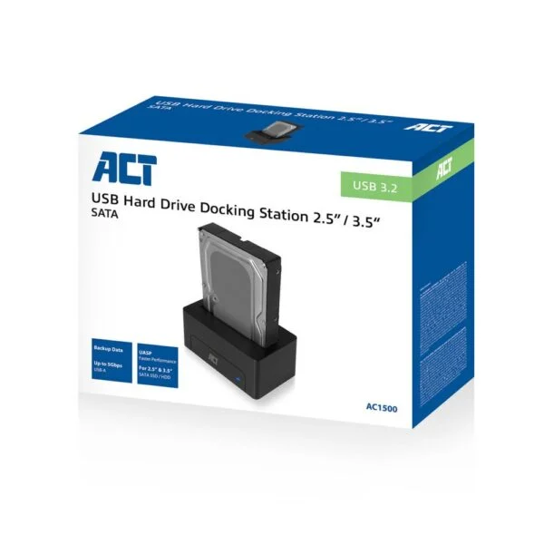 ACT AC1500 | SATA Docking Station | 2,5" & 3,5" HDD/SSD | USB 3.2 Gen1 (5 Gbps)