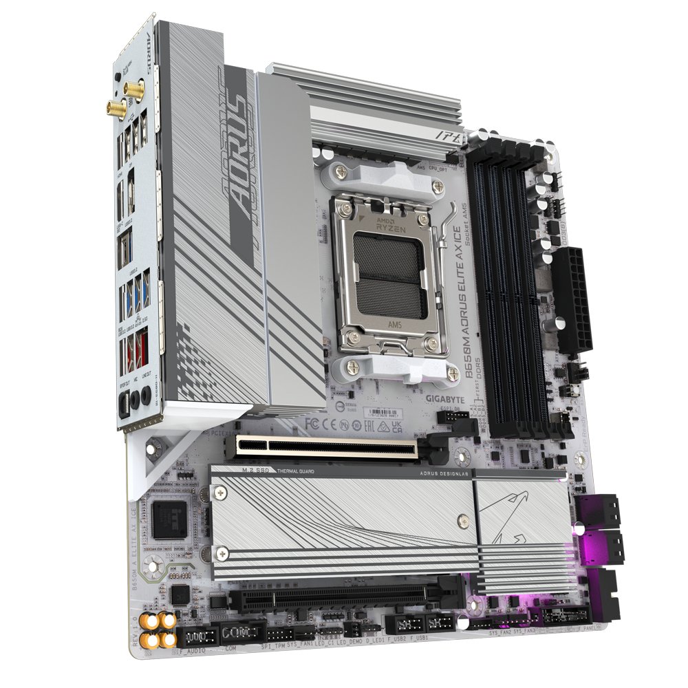 Gigabyte B650M AORUS ELITE AX ICE | Socket AM5 | AMD B650 | 4xDDR5 | Micro ATX | Moederbord - Image 4