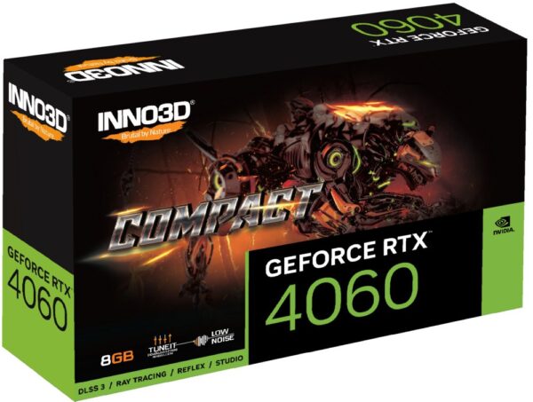 Inno3D GeForce RTX 4060 Compact | 8GB GDDR6 VRAM | Videokaart | GPU | Nvidia