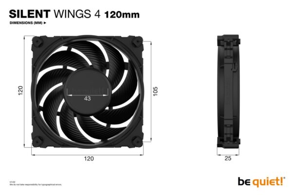 be quiet! Silent Wings 4 | 120mm Behuizingsventilator | Zwart | Single Pack (1 stuk)