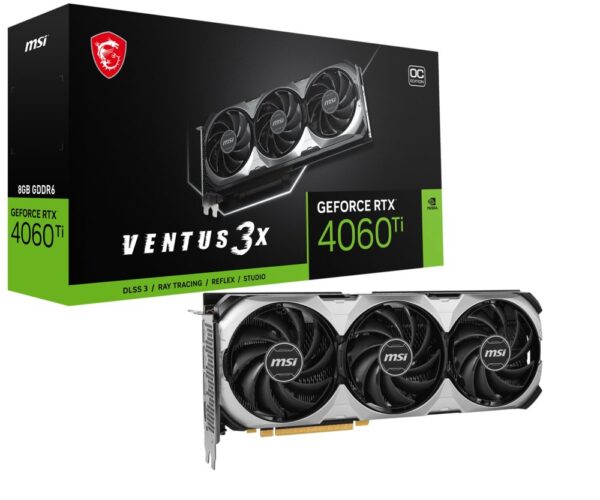 MSI GeForce RTX 4060 Ti VENTUS 3X OC | 8GB GDDR6 VRAM | Videokaart | GPU | Nvidia