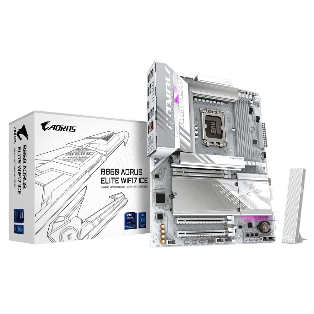 Gigabyte B860 AORUS ELITE WIFI7 ICE | Socket LGA 1851 (V1) | Intel B860 | 4xDDR5 | ATX | Moederbord
