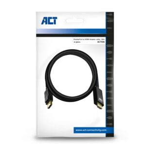 ACT AC7550 | DisplayPort naar HDMI Kabel | 1,8 m | Zwart