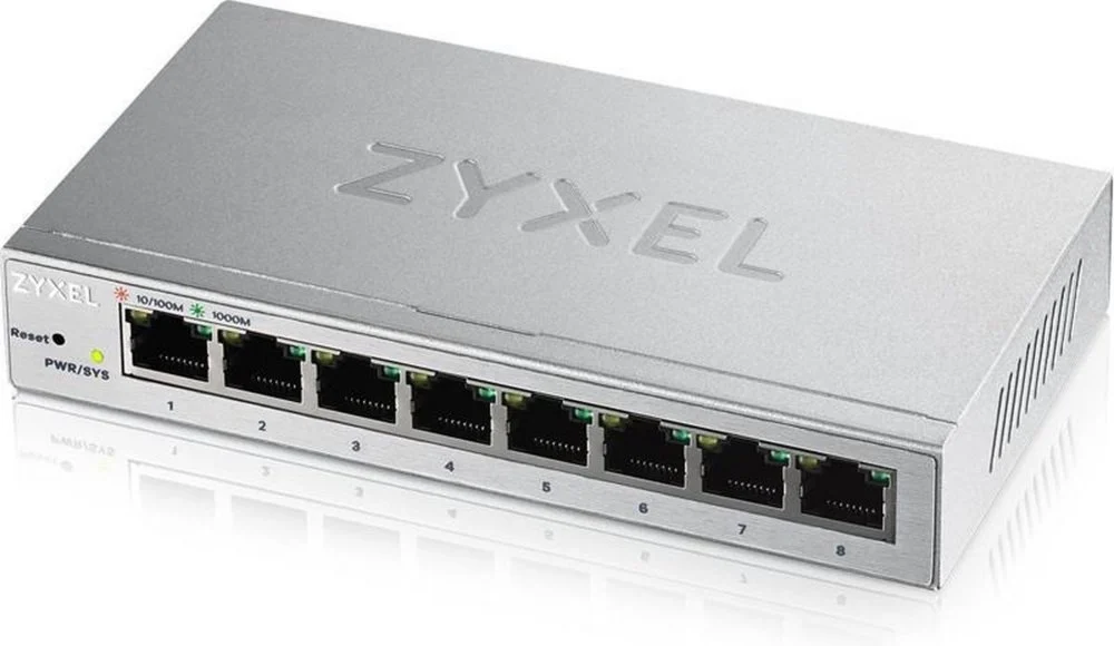 Zyxel GS1200-8 | Managed Web Smart Switch | 8 Poorten | Gigabit Ethernet (10/100/1000 Mbps) | Zilver