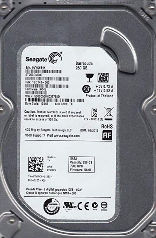 Seagate HDD 3.5" | 250GB SATA III | 7200RPM | PULLED