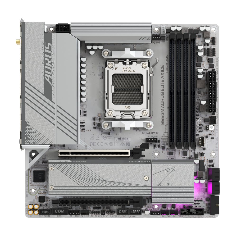 Gigabyte B650M AORUS ELITE AX ICE | Socket AM5 | AMD B650 | 4xDDR5 | Micro ATX | Moederbord - Image 3
